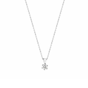 Collier mit Anhänger 750/18 K Weissgold mit Diamant 0.10 ct H/si