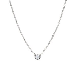 Collier mit Anhänger 750/18 K Weissgold mit Diamant 0.10 ct H/si, Zargenfassung