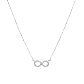 Collier mit Anhänger 750/18 K Weissgold mit Diamant 0.11 ct H/si, Infinity