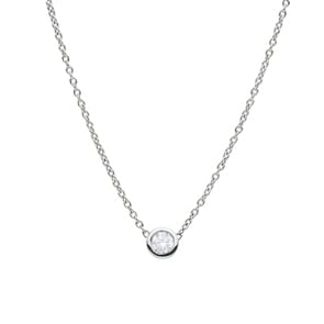 Collier mit Anhänger 750/18 K Weissgold mit Diamant 0.15 ct H/si, Zargenfassung