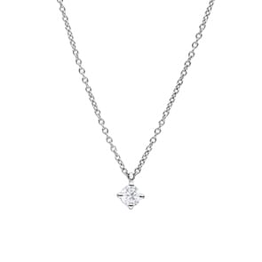 Collier mit Anhänger 750/18 K Weissgold mit Diamant 0.25 ct H/si, 4-Griff