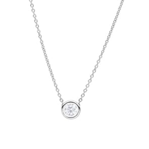 Collier mit Anhänger 750/18 K Weissgold mit Diamant 0.30 ct H/si, Zargenfassung