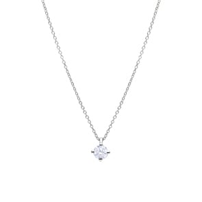 Collier mit Anhänger 750/18 K Weissgold mit GIA-Diamant 0.50 ct H/si, 4-Griff