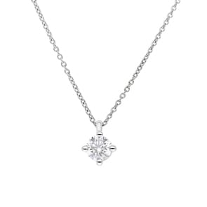Collier mit Anhänger 750/18 K Weissgold mit GIA-Diamant 0.70 ct H/si, 4-Griff