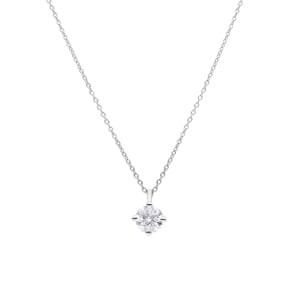 Collier mit Anhänger 750/18 K Weissgold mit GIA-Diamant 1.00 ct H/si, 4-Griff