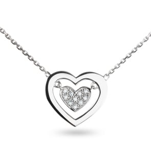 Collier mit Anhänger 750/18 K Weissgold mit Diamanten 0.05 ct H/p1
