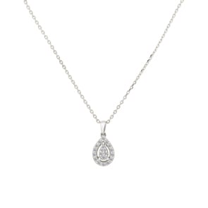 Collier mit Anhänger 750/18 K Weissgold mit Diamanten 0.16 ct H/si