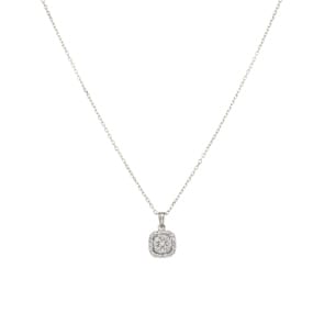 Collier mit Anhänger 750/18 K Weissgold mit Diamanten 0.18 ct H/si