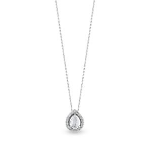 Collier mit Anhänger 750/18 K Weissgold mit Diamanten 0.22 ct H/si