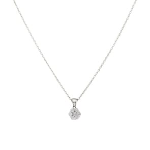 Collier mit Anhänger 750/18 K Weissgold mit Diamanten 0.23 ct H/si