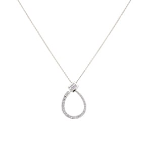 Collier mit Anhänger 750/18 K Weissgold mit Diamanten 0.23 ct H/si