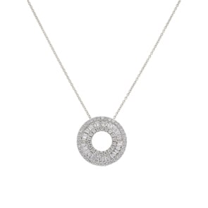 Collier mit Anhänger 750/18 K Weissgold mit Diamanten 0.84 ct H/si