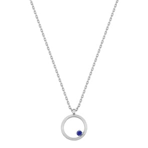 Collier mit Anhänger 750/18 K Weissgold mit Saphir