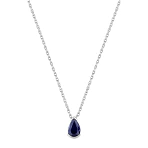 Collier mit Anhänger 750/18 K Weissgold mit Saphir