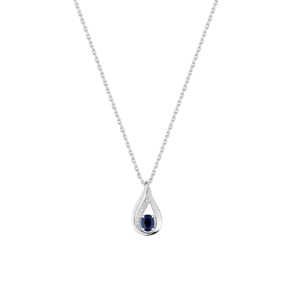 Necklace with Pendant 750/18 K White Gold with Sapphire & Diamonds 0.01ct.