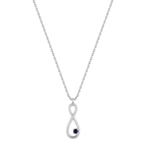 Collier mit Anhänger 750/18 K Weissgold mit Saphir, Infinity
