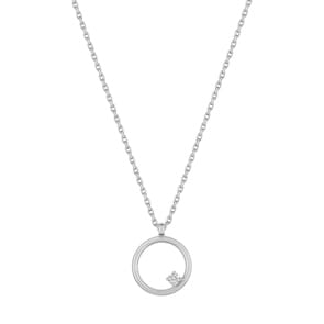 Collier or gris 750/18 ct avec zircones