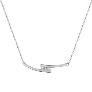 Collier or gris 750/18 ct avec zircones