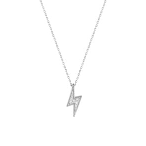 Collier mit Anhänger 750/18 K Weissgold mit Zirkonia, Blitz