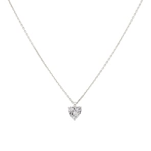 Collier mit Anhänger 750/18 K Weissgold mit Zirkonia Herz