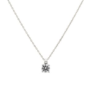 Collier or gris 750/18 ct avec zircone solitaire Ø 4.5mm