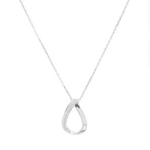 Collier or gris 750/18 ct avec zircones, Poire