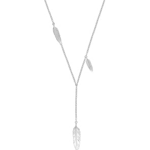 Collier mit Anhänger 925 Silber rhodiniert 42cm, Federn