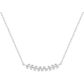 Collier mit Anhänger 925 Silber rhodiniert 42cm, Lorbeerzweig