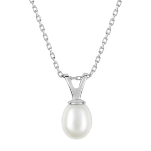 Collier mit Anhänger 925 Silber rhodiniert mit Kunstperle