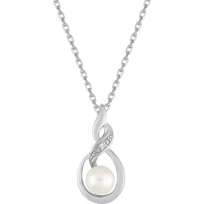 Collier mit Anhänger 925 Silber rhodiniert mit Kunstperle 5mm und Zirkonia