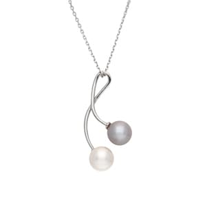 Collier mit Anhänger 925 Silber rhodiniert mit Süsswasserzuchtperle