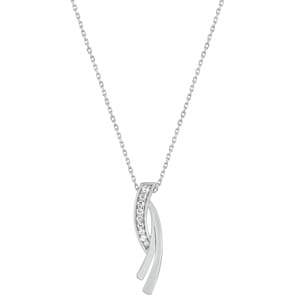 Collier mit Anhänger 925 Silber rhodiniert mit Zirkonia 43cm