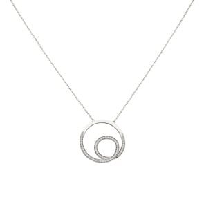Collier mit Anhänger 925 Silber rhodiniert mit Zirkonia 43cm