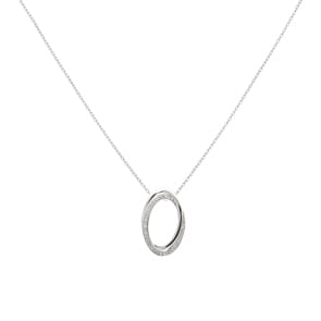 Collier mit Anhänger 925 Silber rhodiniert mit Zirkonia 43cm