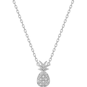 Collier mit Anhänger 925 Silber rhodiniert mit Zirkonia 43cm, Ananas