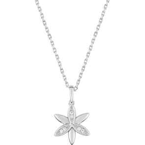 Collier mit Anhänger 925 Silber rhodiniert mit Zirkonia 43cm, Blume