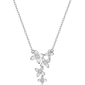 Collier mit Anhänger 925 Silber rhodiniert mit Zirkonia 43cm, Blumen