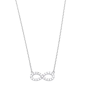 Collier mit Anhänger 925 Silber rhodiniert mit Zirkonia 43cm, Infinity