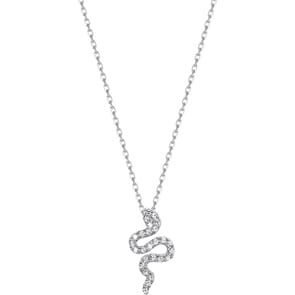 Collier mit Anhänger 925 Silber rhodiniert mit Zirkonia 43cm, Schlange