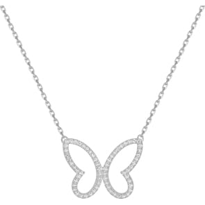 Collier mit Anhänger 925 Silber rhodiniert mit Zirkonia 43cm, Schmetterling