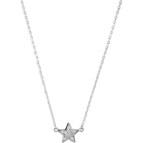Collier mit Anhänger 925 Silber rhodiniert mit Zirkonia 43cm, Stern