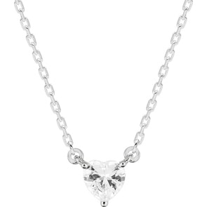 Necklace with Pendant 925 Silver rhodium-plated with Cubic Zirconia Heart 43cm