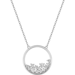 Collier mit Anhänger 925 Silber rhodiniert mit Zirkonia pavé 43cm