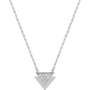 Collier mit Anhänger 925 Silber rhodiniert mit Zirkonia pavé 43cm