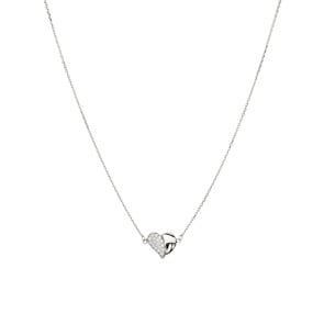 Necklace with Pendant 925 Silver rhodium-plated with Cubic Zirconia 43cm, Heart