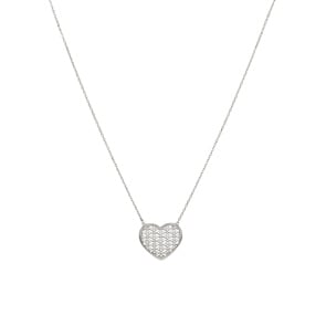 Necklace with Pendant 925 Silver rhodium-plated with Cubic Zirconia 43cm, Heart