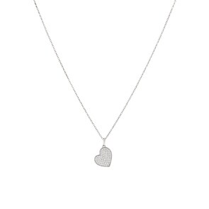Collier mit Anhänger 925 Silber rhodiniert mit Zirkonia pavé 43cm, Herz