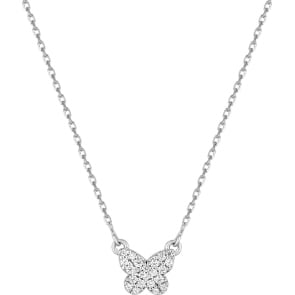 Collier mit Anhänger 925 Silber rhodiniert mit Zirkonia pavé 43cm, Schmetterling