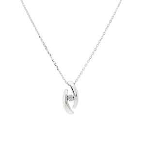 Collier mit Anhänger 925 Silber rhodiniert mit Zirkonia rund 43cm