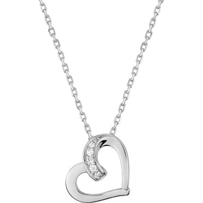 Collier mit Anhänger 925 Silber rhodiniert mit Zirkonia rund 43cm, Herz